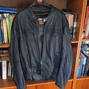 Harley-Davidson Black Perforated Leather Bomber Jacket